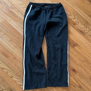 Hollister Black Wide Leg Sweatpants with White Side Stripe